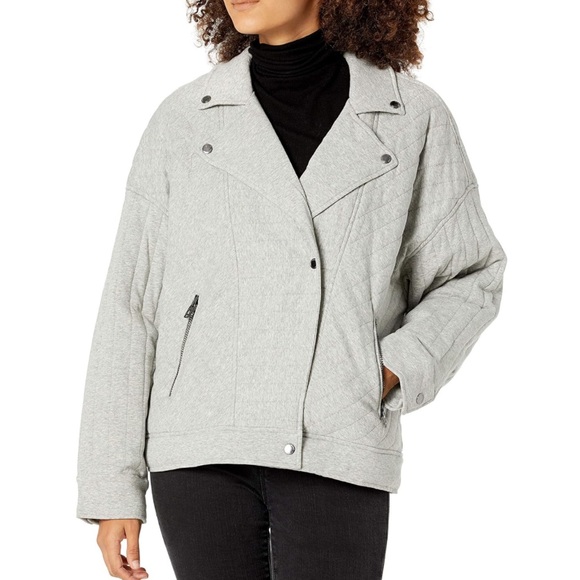 Anthropologie Blank NYC Jacket Size Medium Oversized Grey Knit Quilted Bomber - Picture 1 of 13